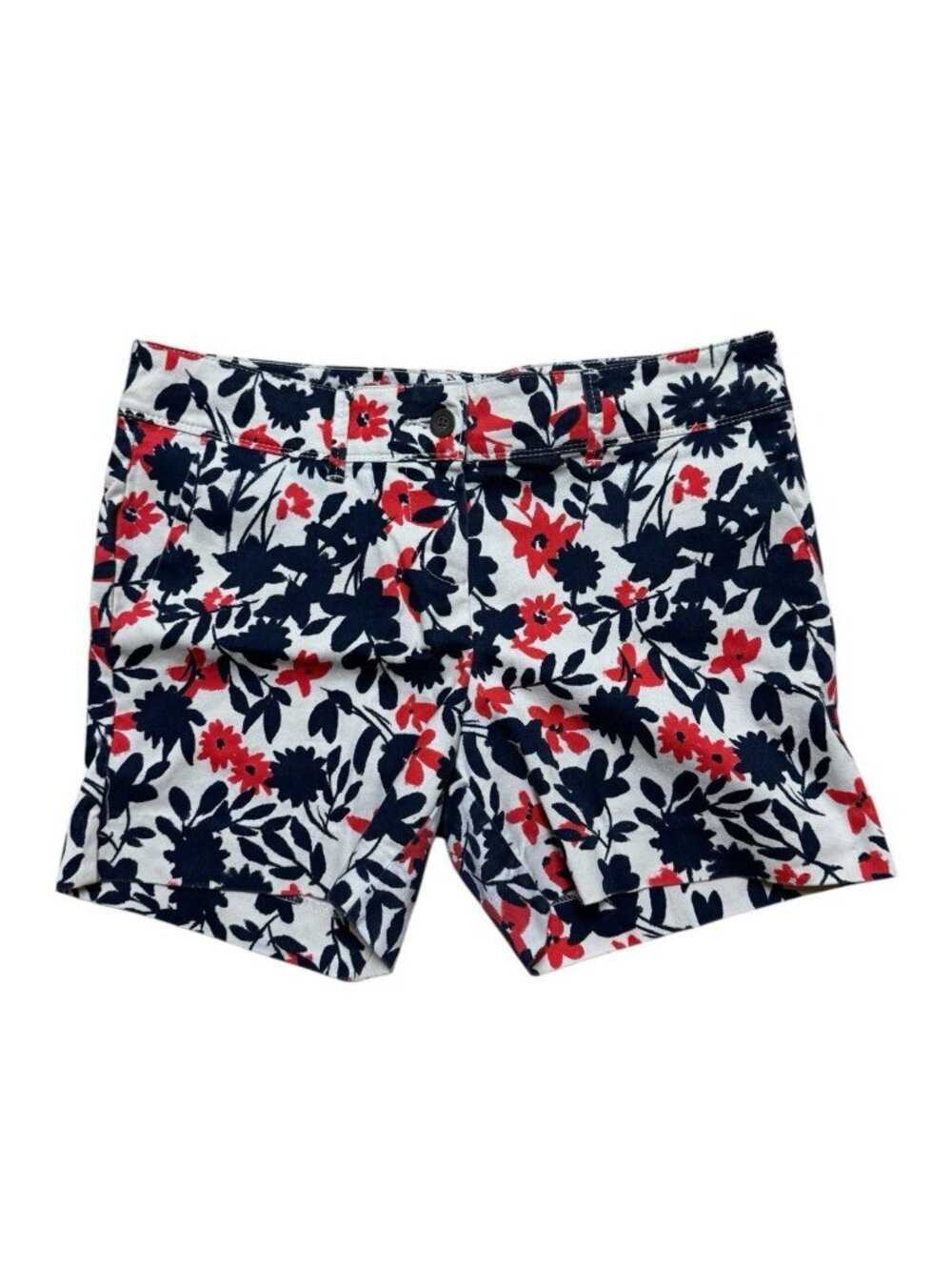 The Limited Floral Shorts Womens Size 6 Navy Red Stretch Flat Front
